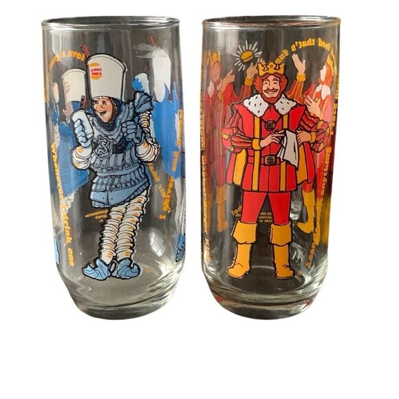Vintage Burger King Collector Glasses 1979 Burger King Sir Shake A Lot Lot of 2 - Picture 1 of 10